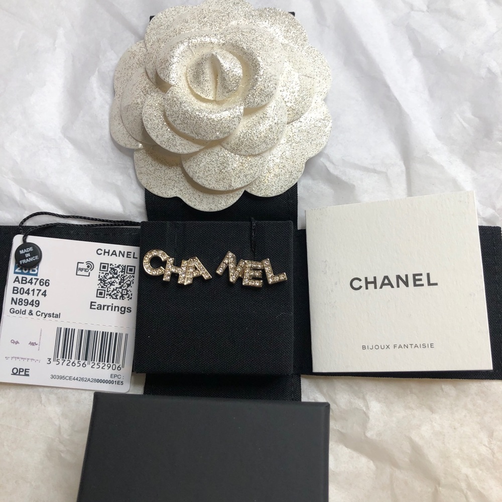 New Authentic Crystal Chanel Letter Earrings ✨🌟 - Picture 2 of 5